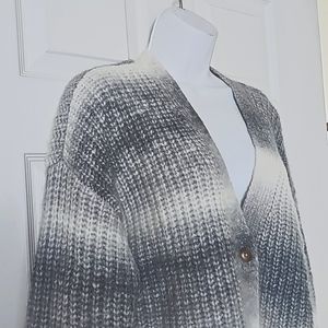 Lucky Brand gray and white striped cardigan, Size S